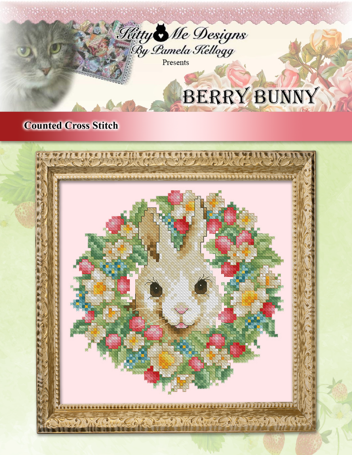 Berry Bunny Cross Stitch Pattern