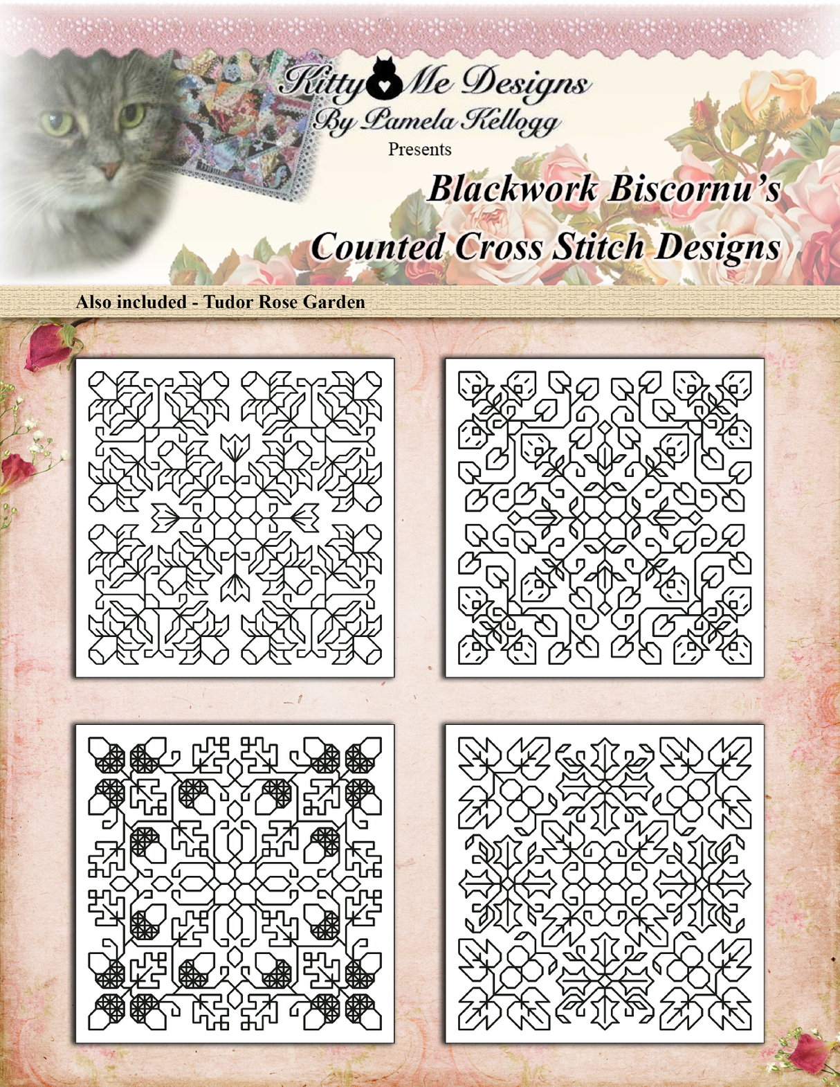 Blackwork Biscornu Cross Stitch Pattern