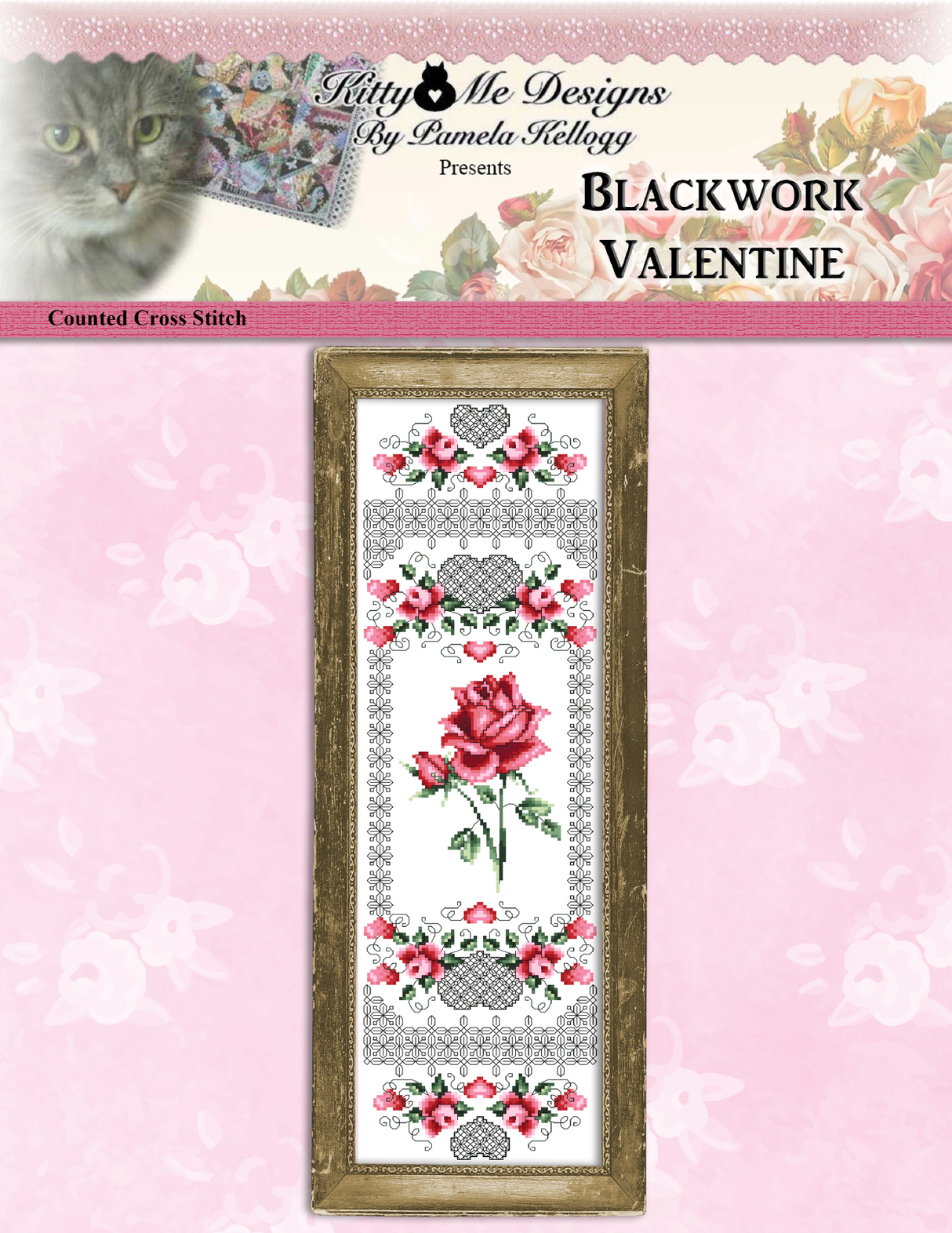 Blackwork Valentine Cross Stitch Pattern