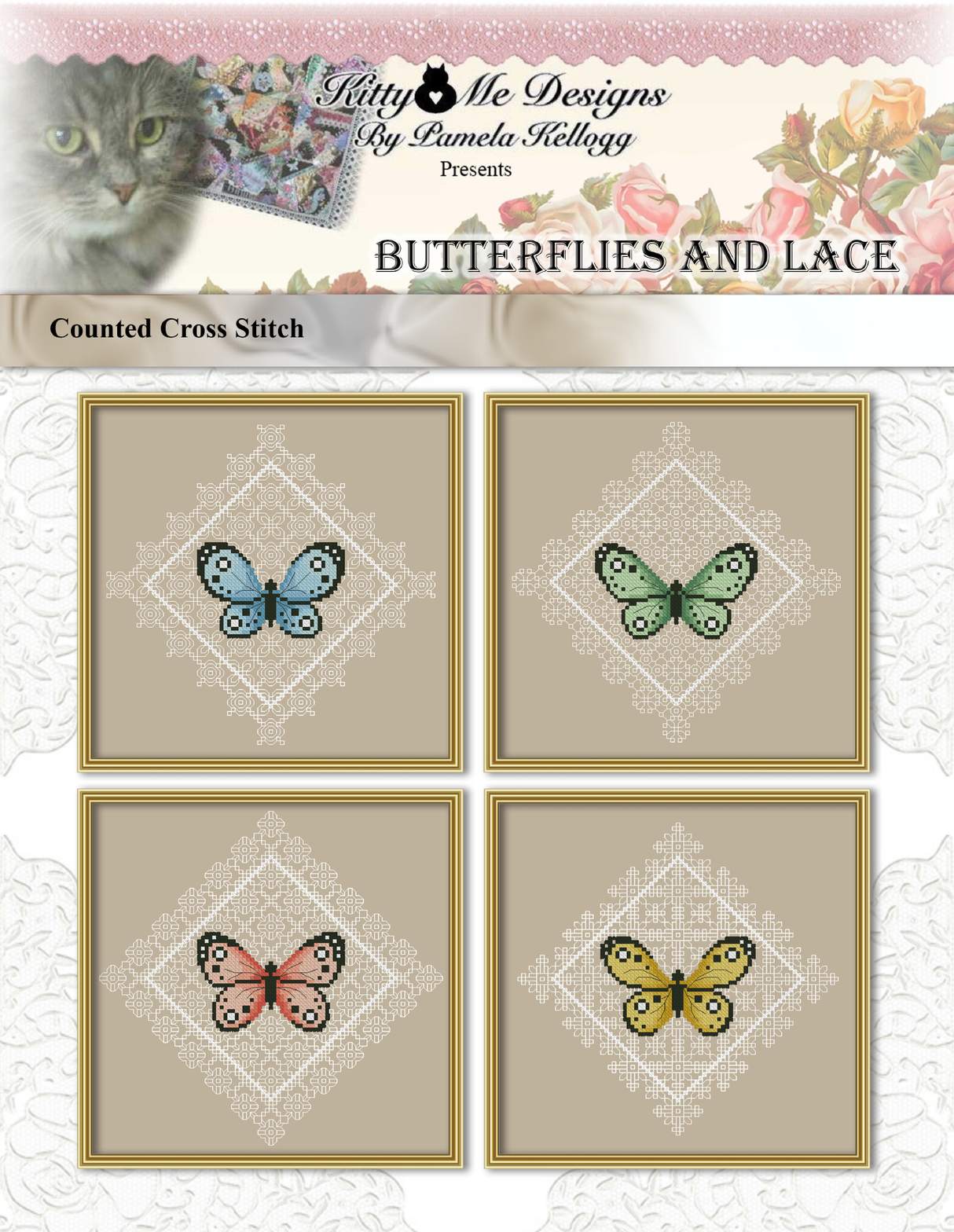 Butterflies And Lace Cross Stitch Pattern