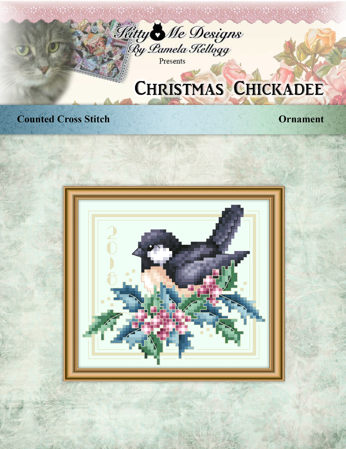 Christmas Chickadee Ornament Cross Stitch Pattern