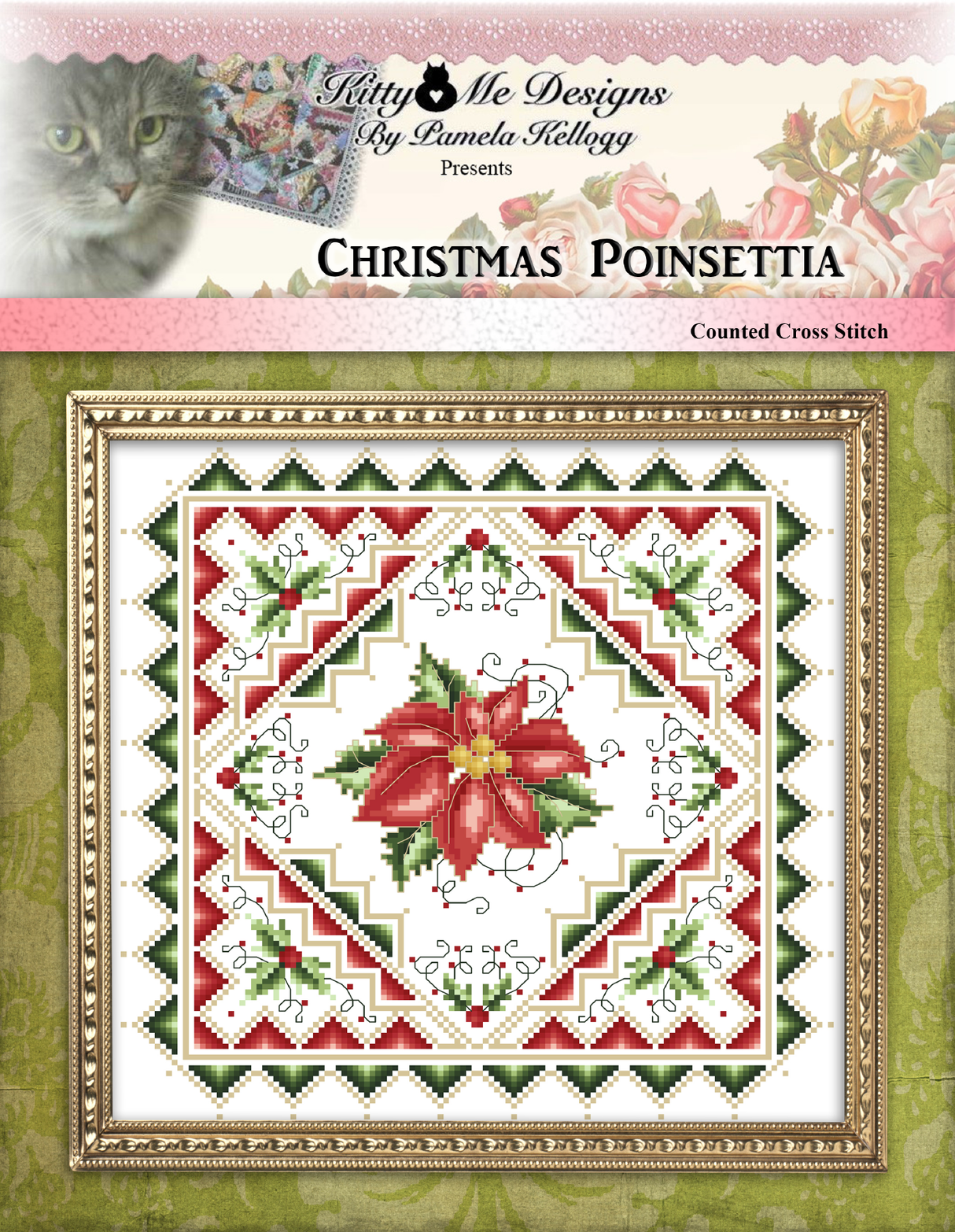 Christmas Poinsettia Cross Stitch Pattern