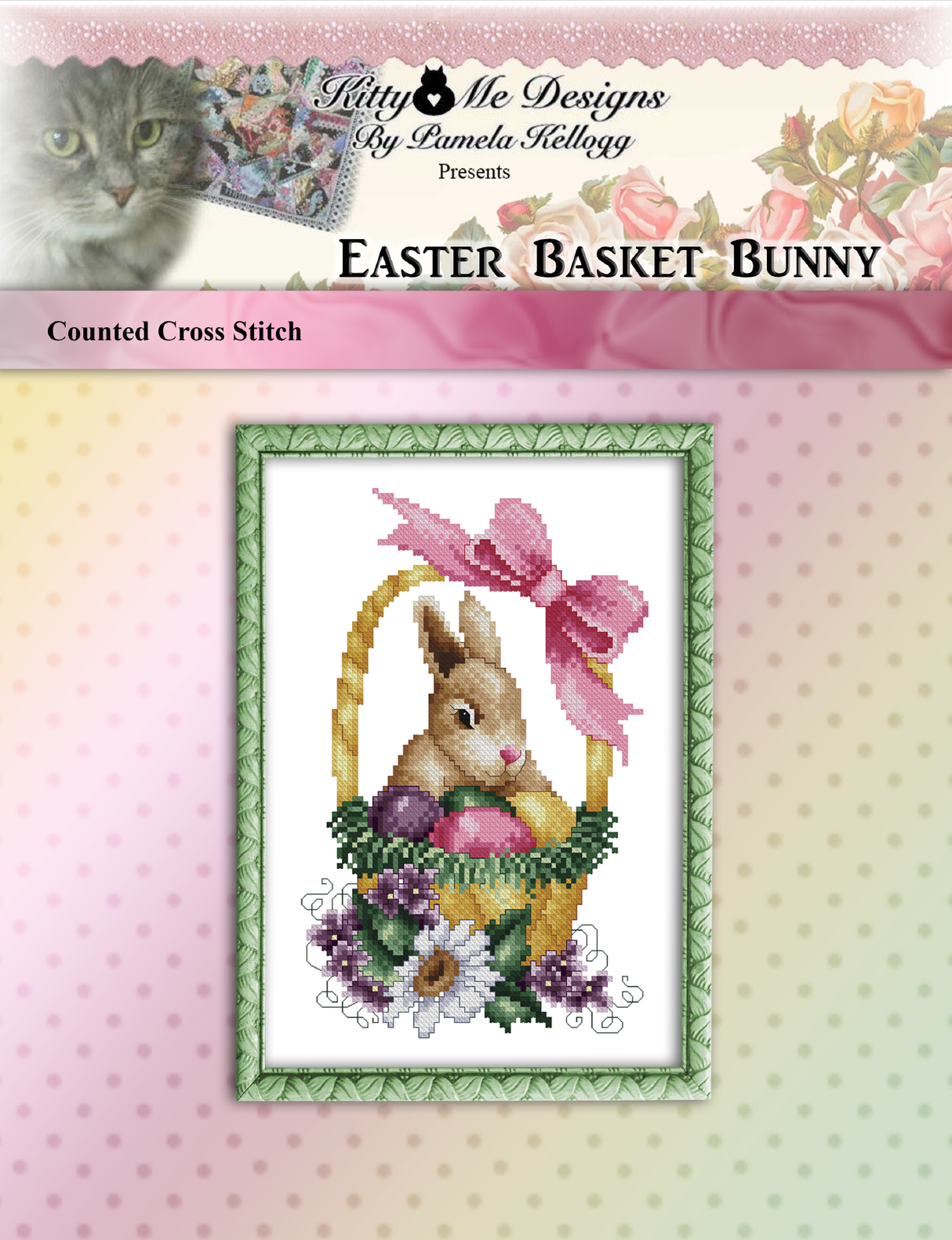 Easter Basket Bunny Cross Stitch Pattern