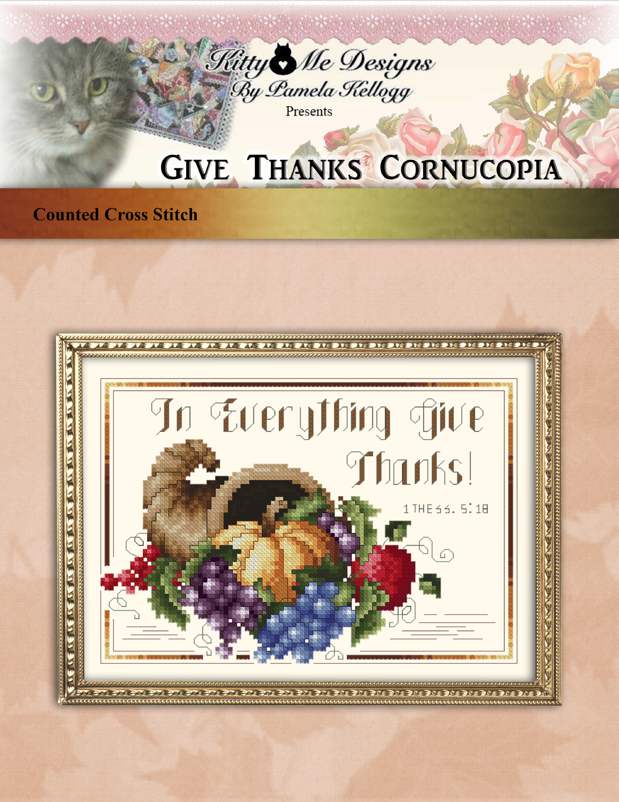 Give Thanks Cornucopia Cross Stitch Pattern