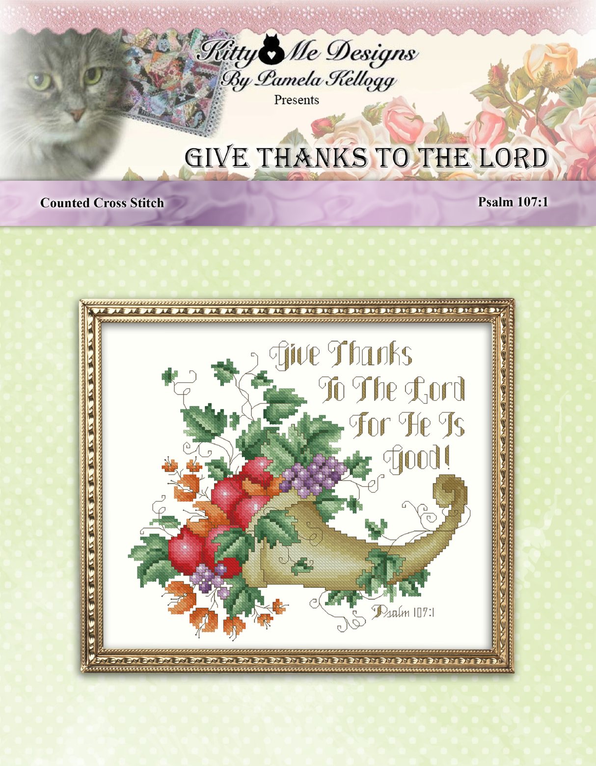 Give Thanks To The Lord Cross Stitch Pattern