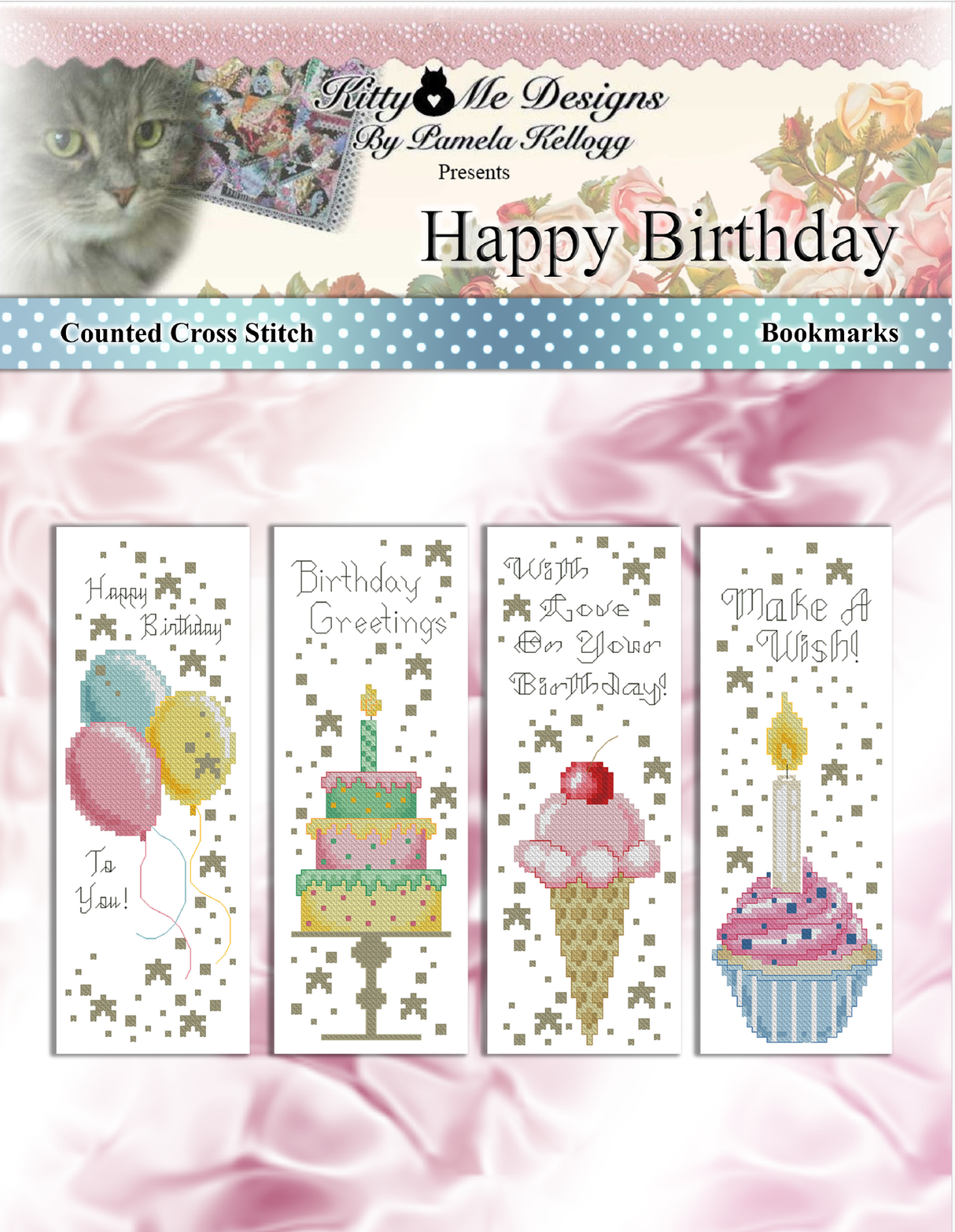Happy Birthday Bookmarks Cross Stitch Pattern