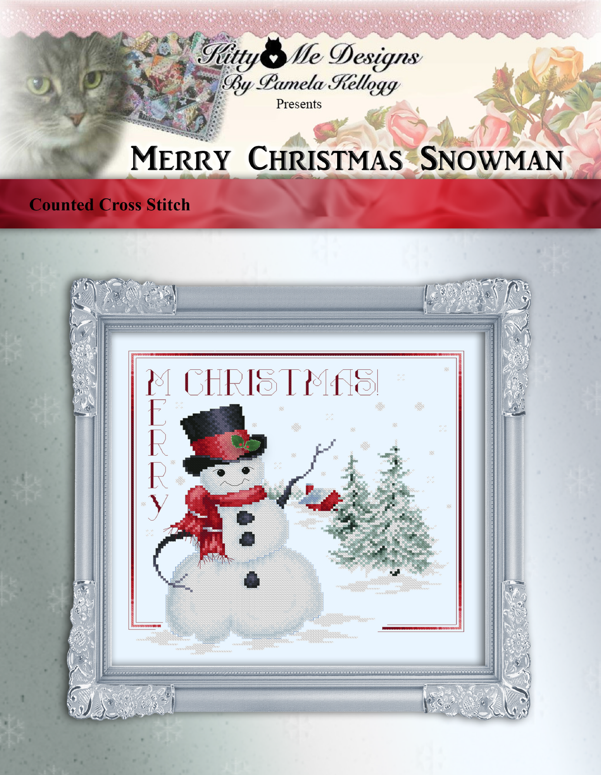 Merry Christmas Snowman Cross Stitch Pattern