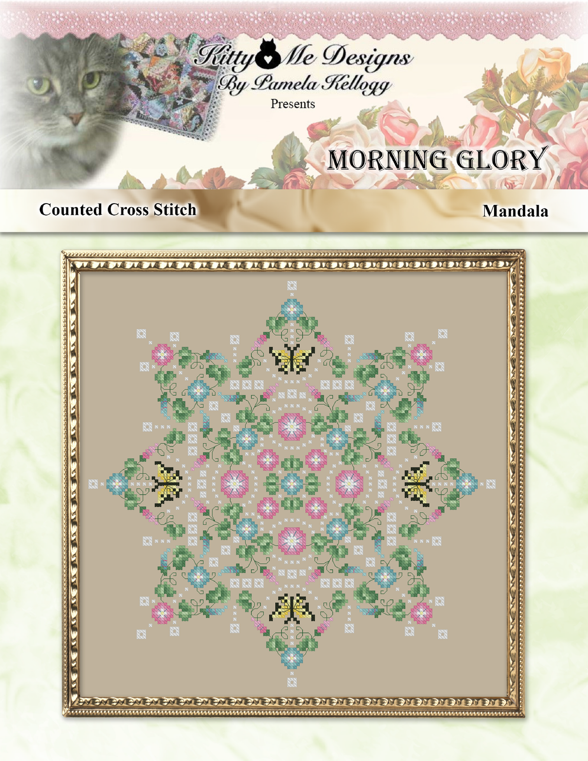 Morning Glory Mandala Cross Stitch Pattern