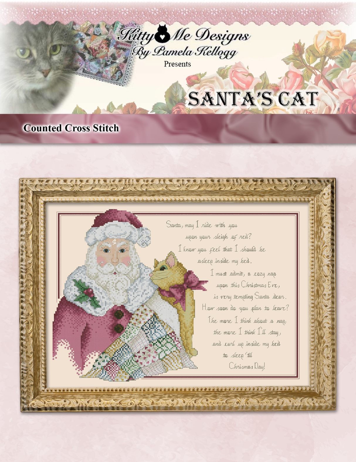 Santas Cat Cross Stitch Pattern