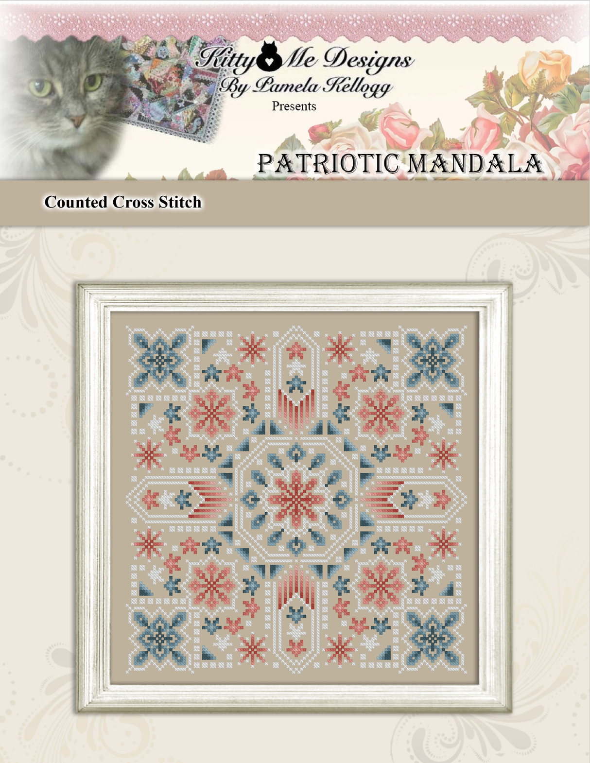 Patriotic Mandala Cross Stitch Pattern