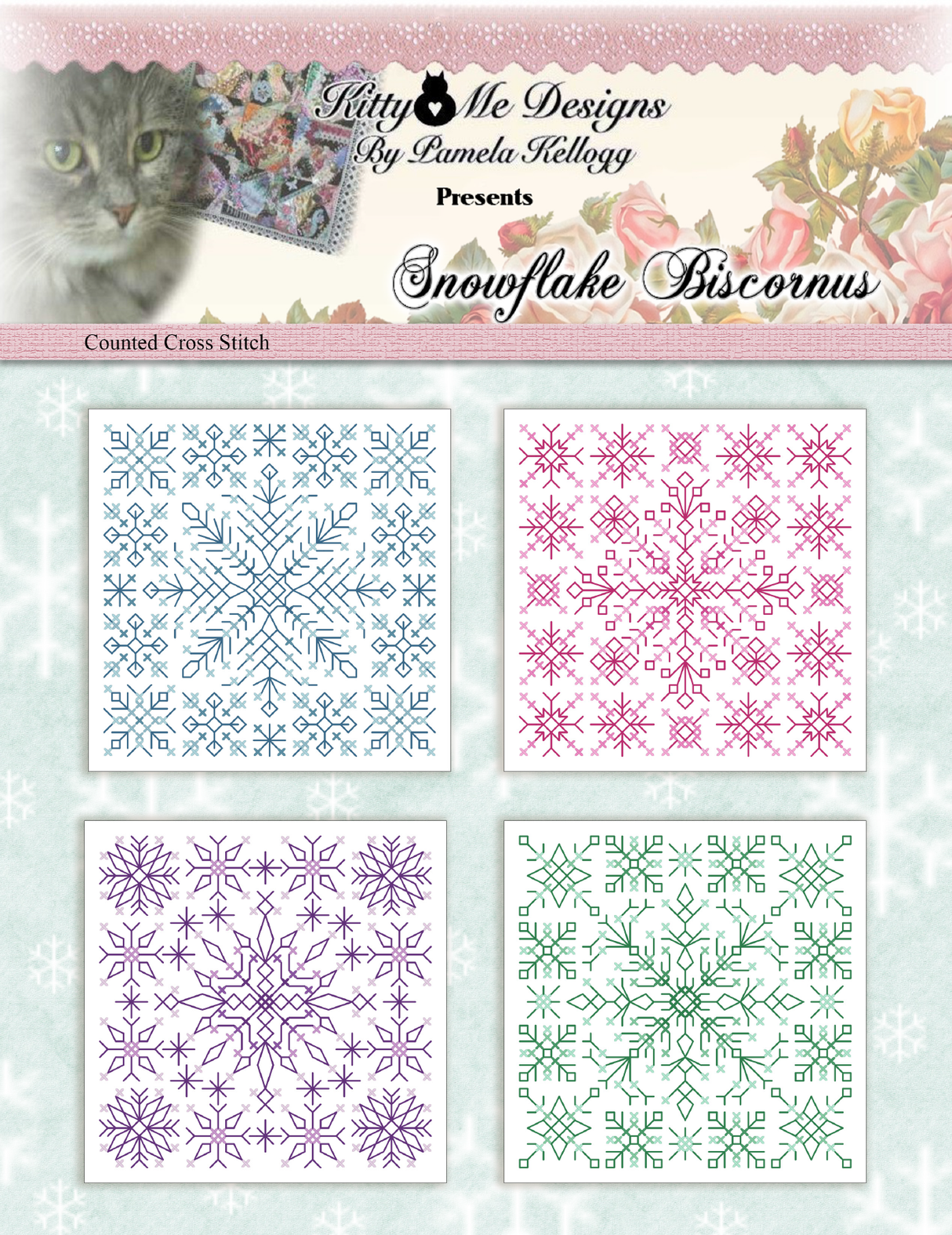 Snowflake Biscornus Cross Stitch Pattern