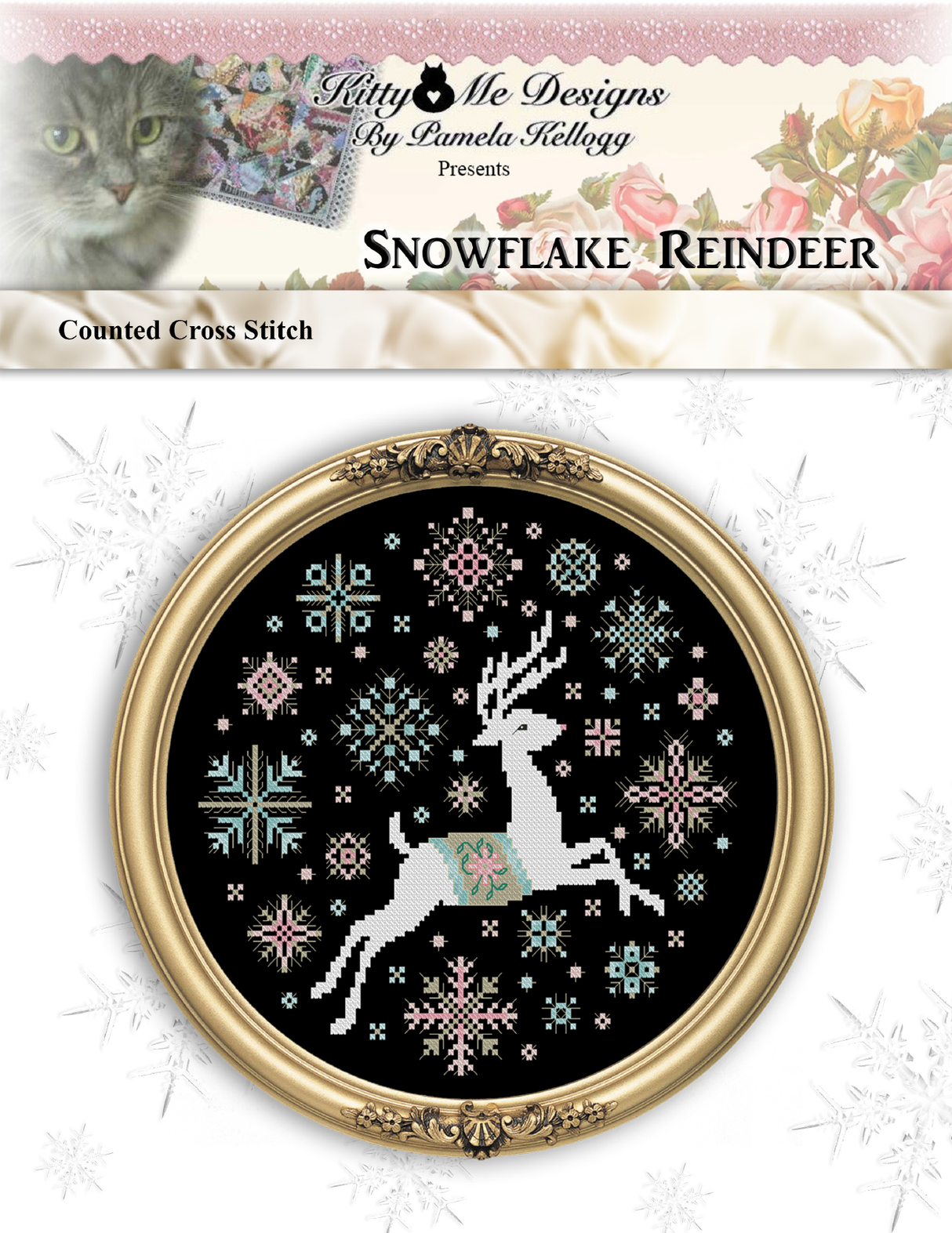 Snowflake Reindeer Cross Stitch Pattern
