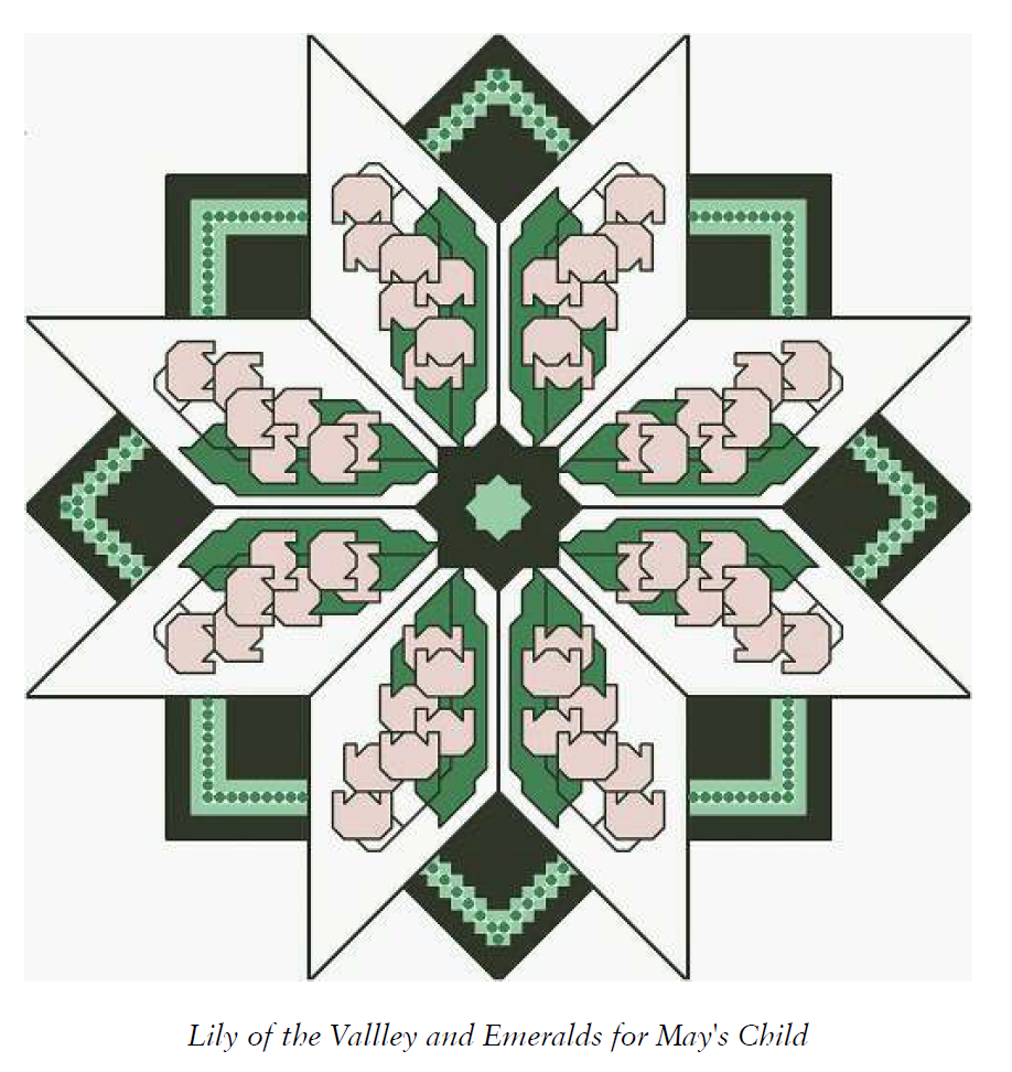 Birth Month Flower and Gem 05 May Cross Stitch Pattern