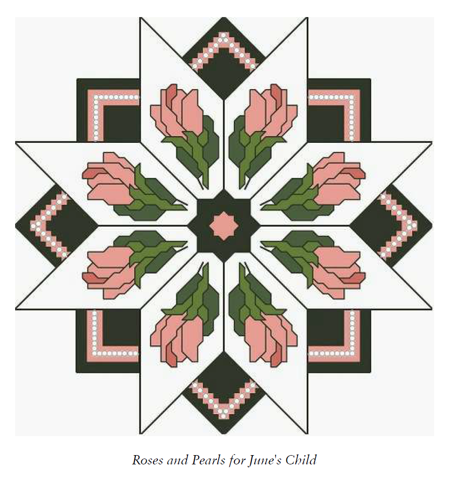 Birth Month Flower and Gem 06 June Cross Stitch Pattern