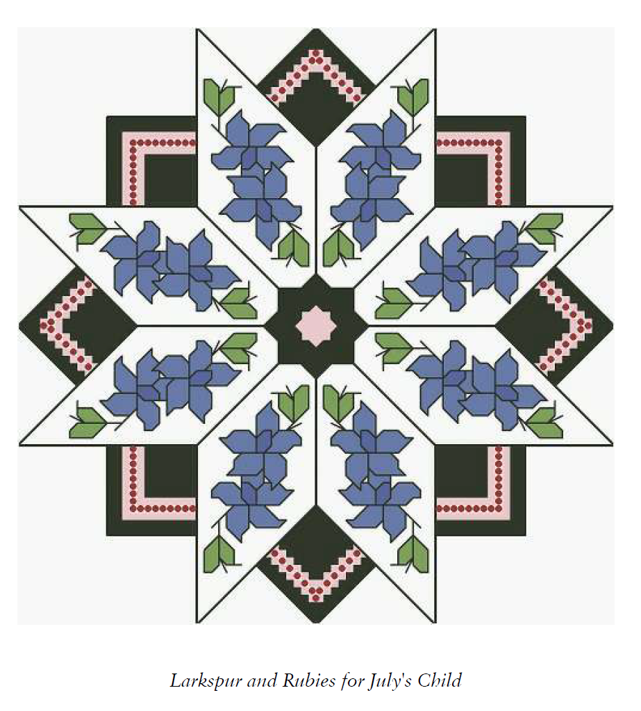 Birth Month Flower and Gem 07 July Cross Stitch Pattern