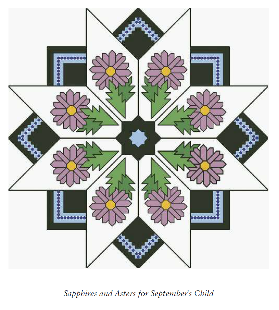 Birth Month Flower and Gem 09 Sept Cross Stitch Pattern
