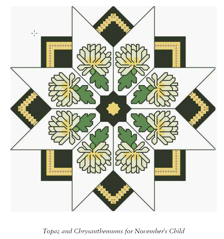 Birth Month Flower and Gem 11 Nov Cross Stitch Pattern