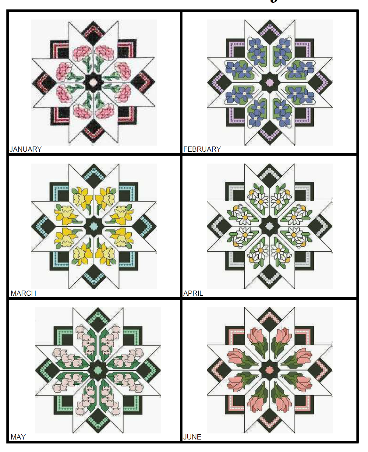 Birth Month Flower and Gem Booklet Cross Stitch Pattern