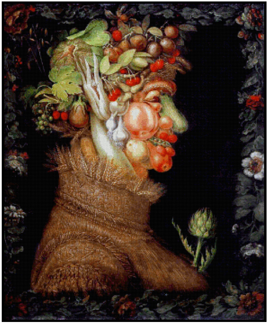 Summer - Giuseppe Arcimboldo Cross Stitch Pattern