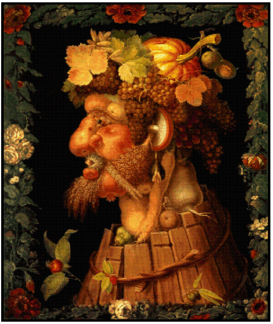 Autumn - Giuseppe Arcimboldo Cross Stitch Pattern
