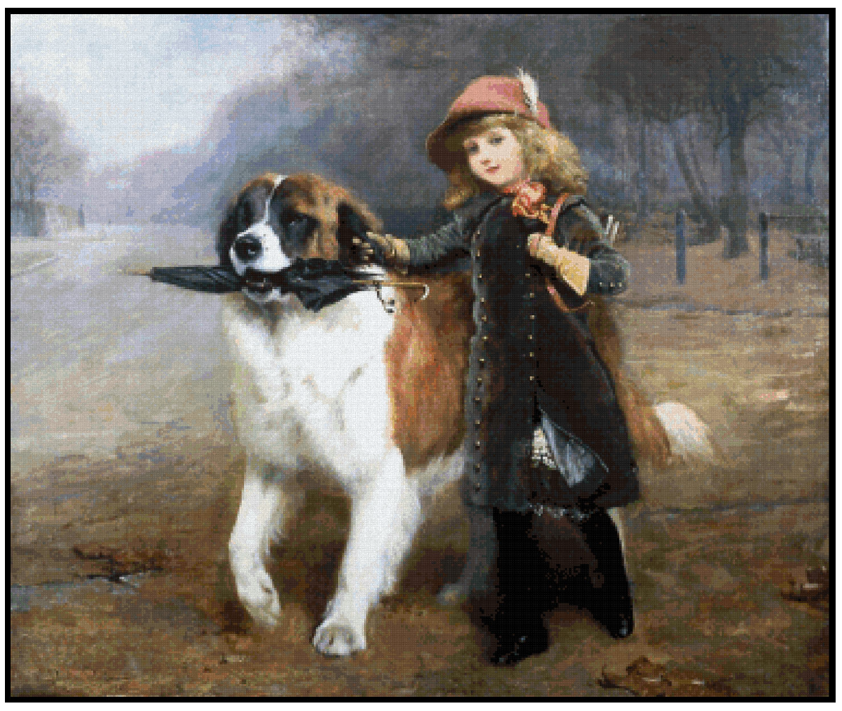 Off to School - Charles Burton Barber Cross Stitch Pattern
