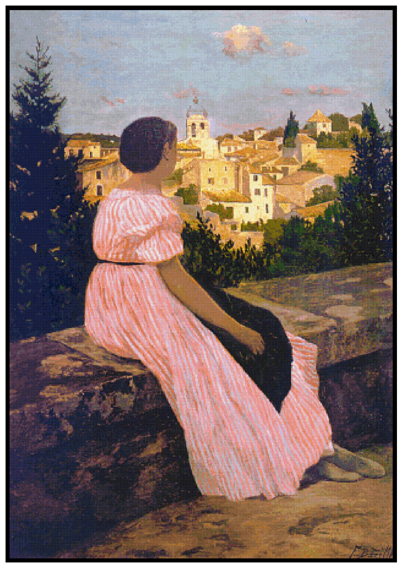 The Pink Dress - Frederic Bazille Cross Stitch Pattern