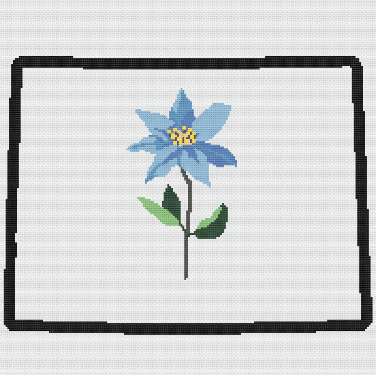 Colorado & Rocky Mountain Columbine Outline Map Black Cross Stitch Pattern