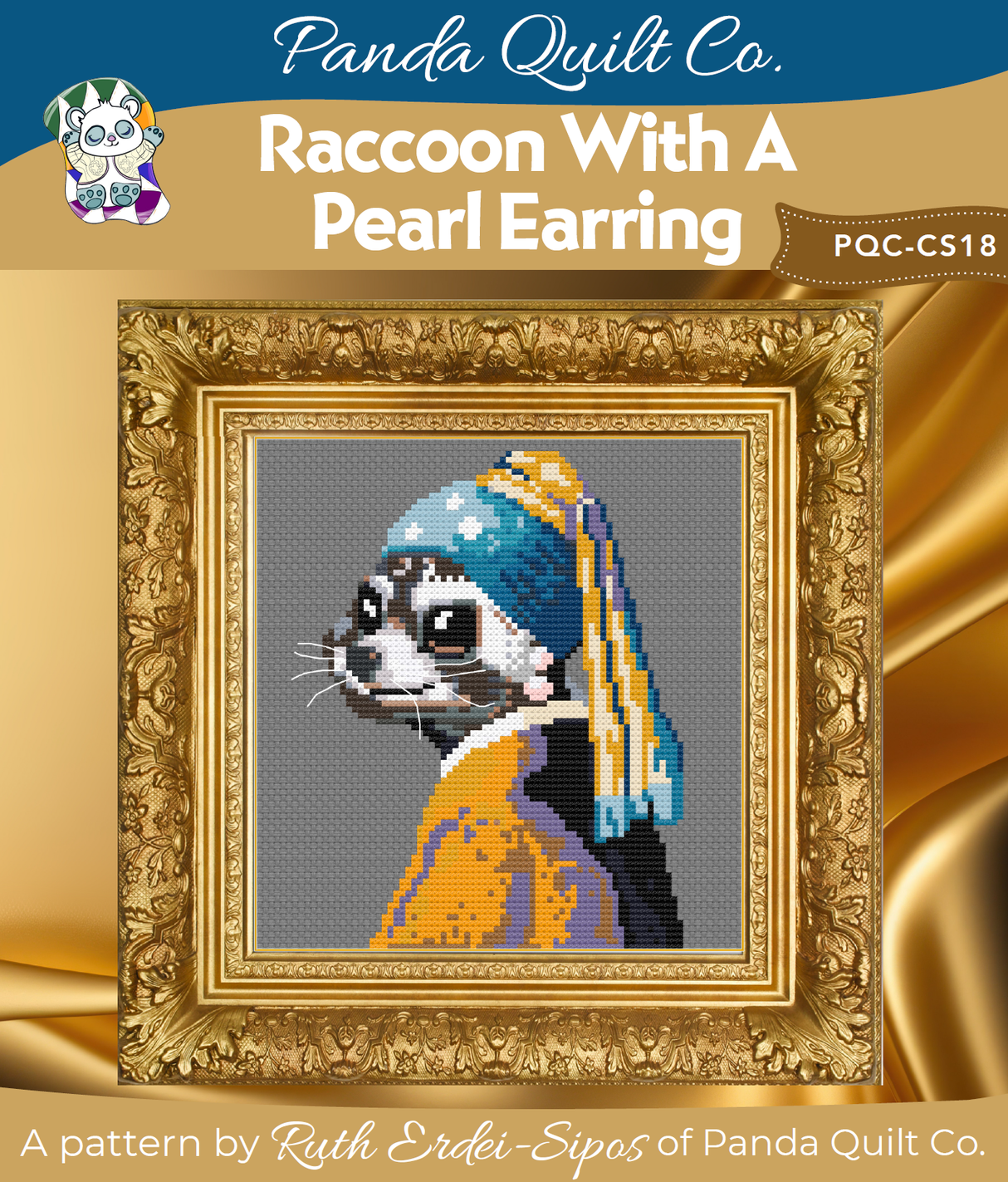 Raccoon With A Pearl Earring Cross Stitch Pattern