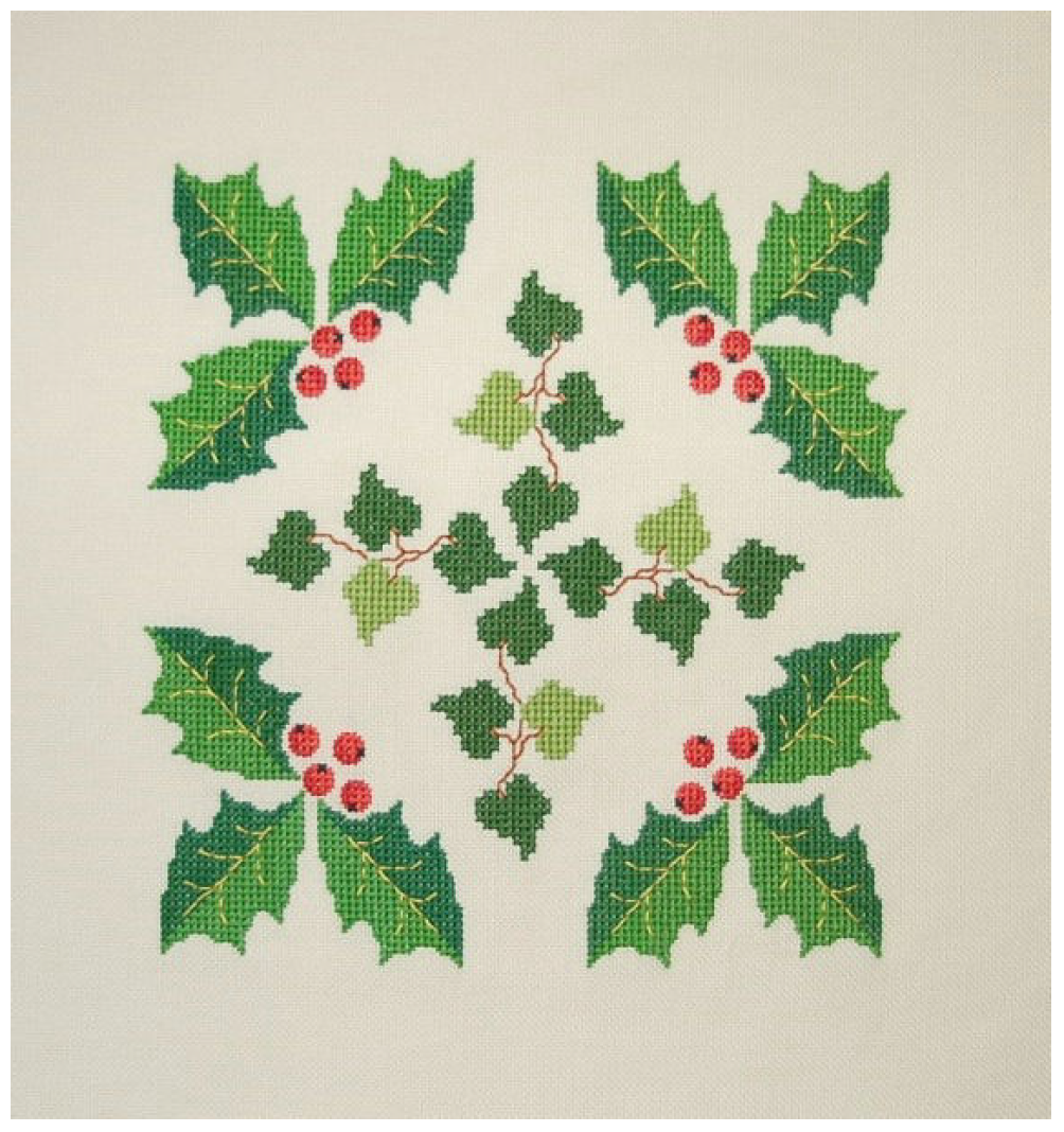 Evergreen Ivy and Holly Cross Stitch Pattern