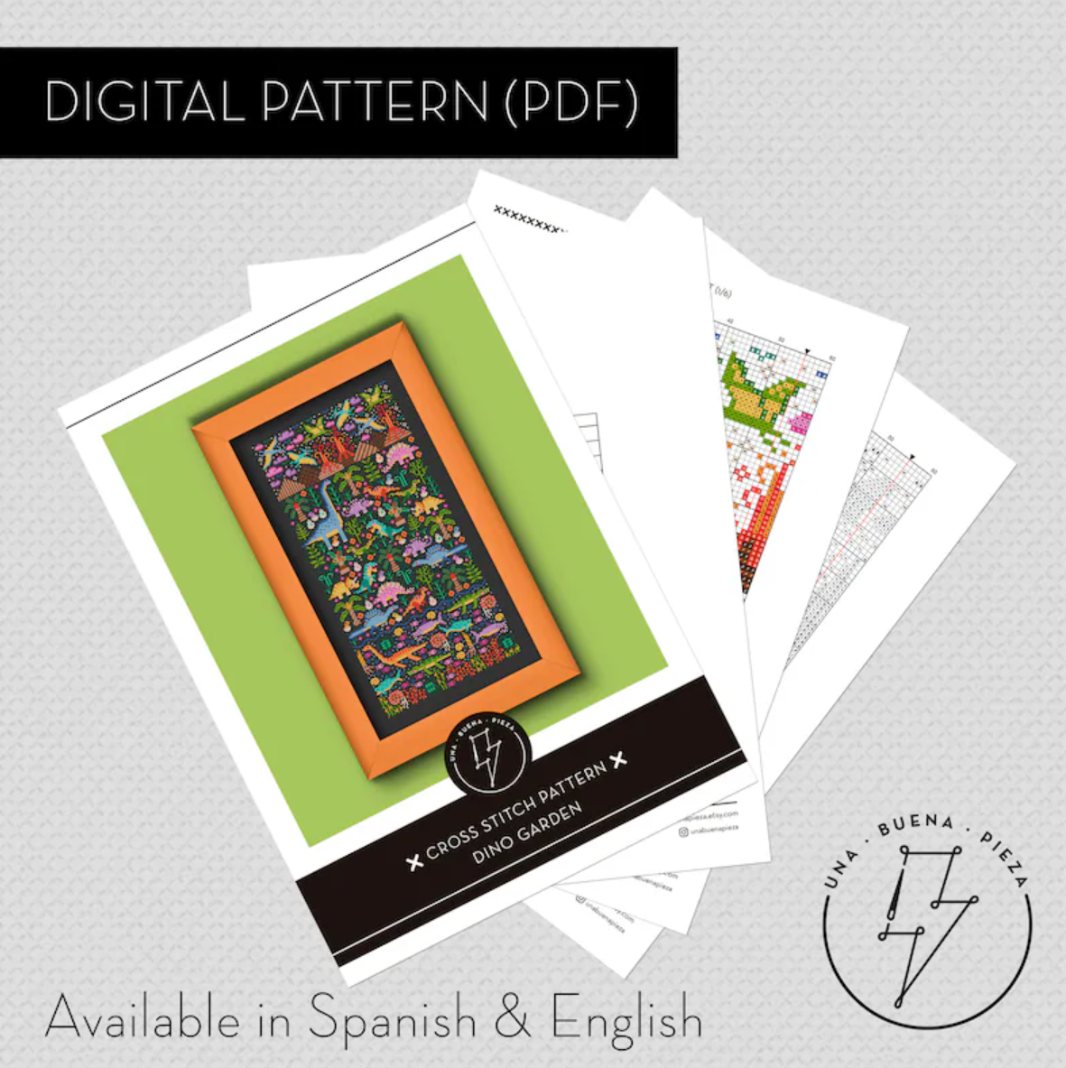 Dino Garden Cross Stitch Pattern