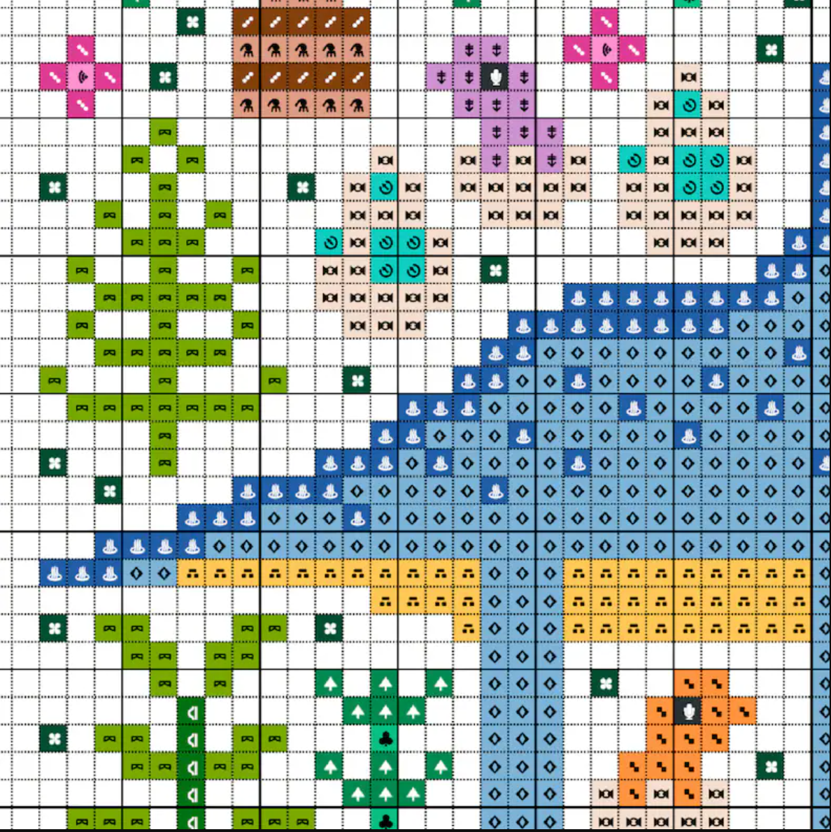 Dino Garden Cross Stitch Pattern