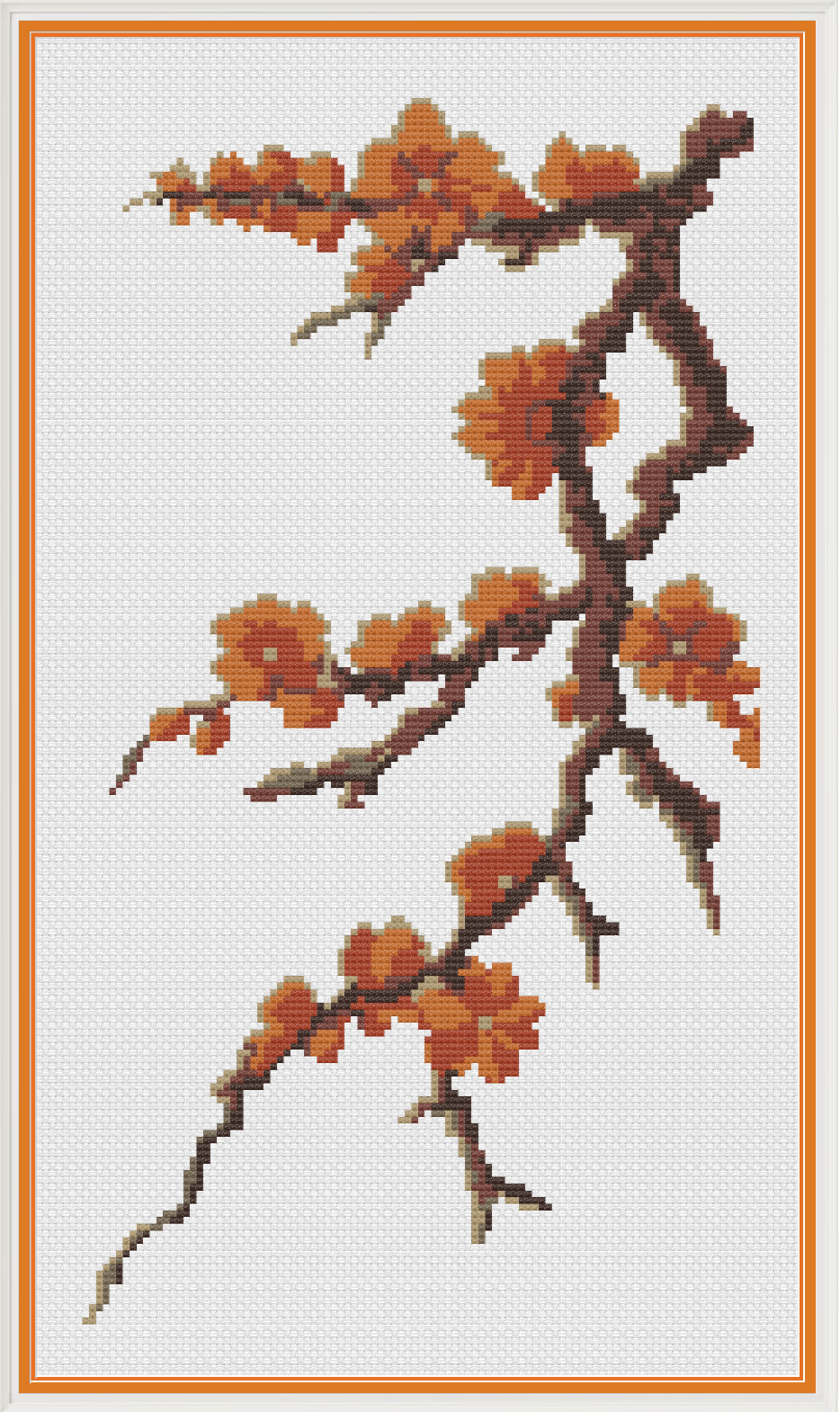 Japanese Orange Blossoms Cross Stitch Pattern