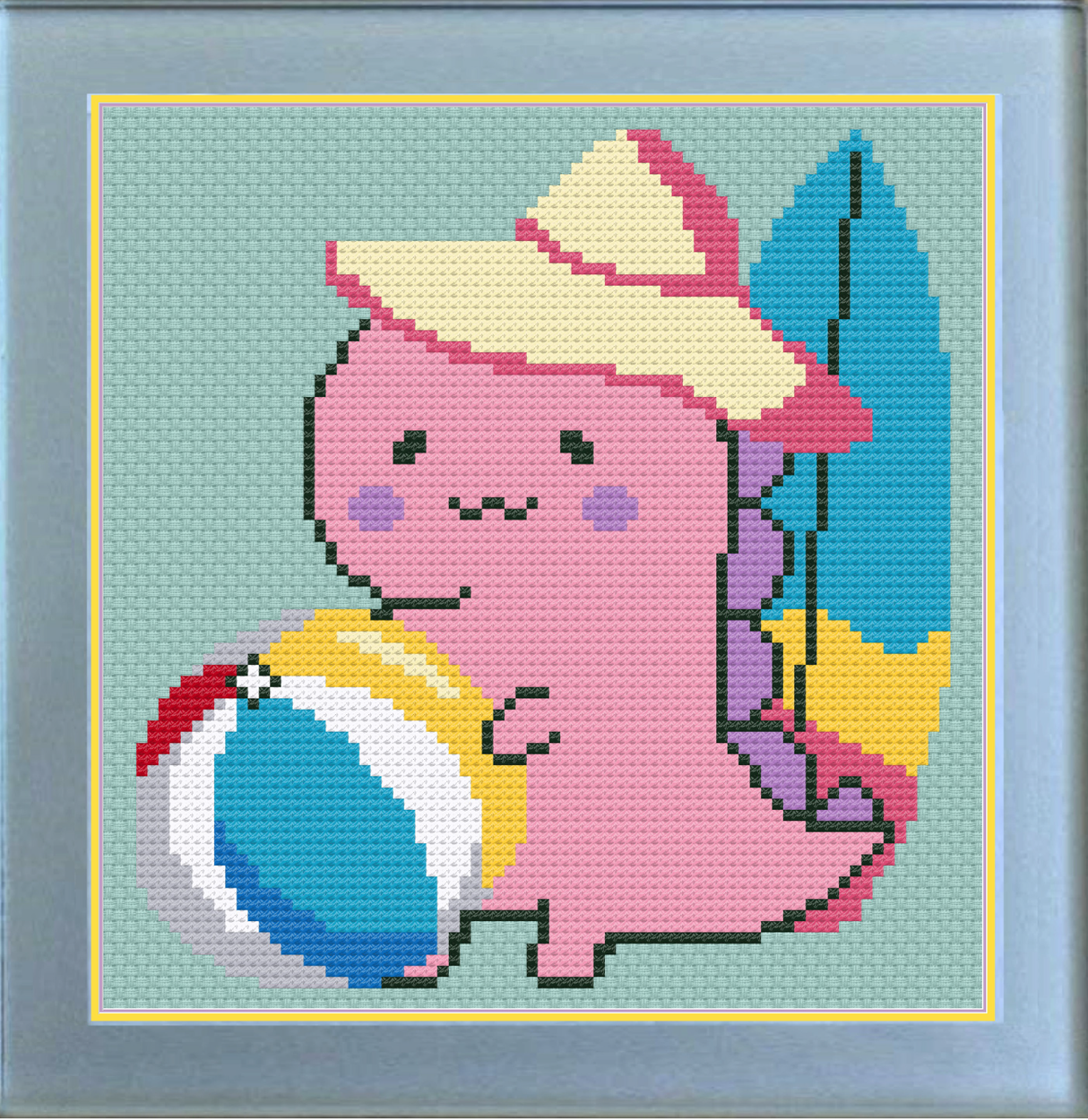 Beach Dinosaur Cross Stitch Pattern