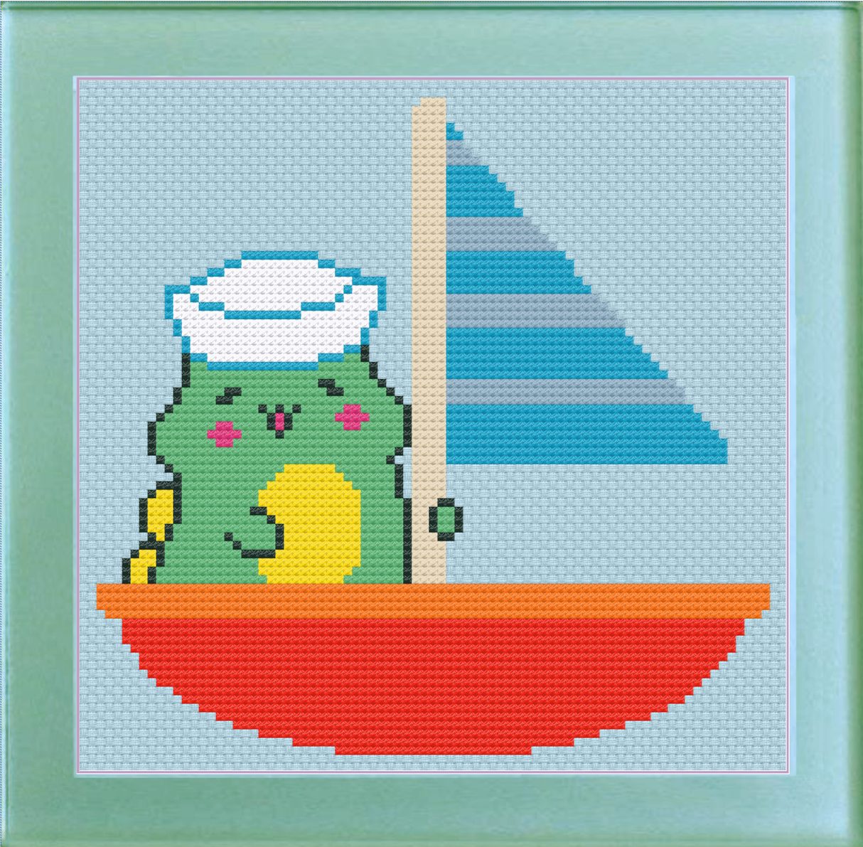 Sailor Dinosaur Cross Stitch Pattern
