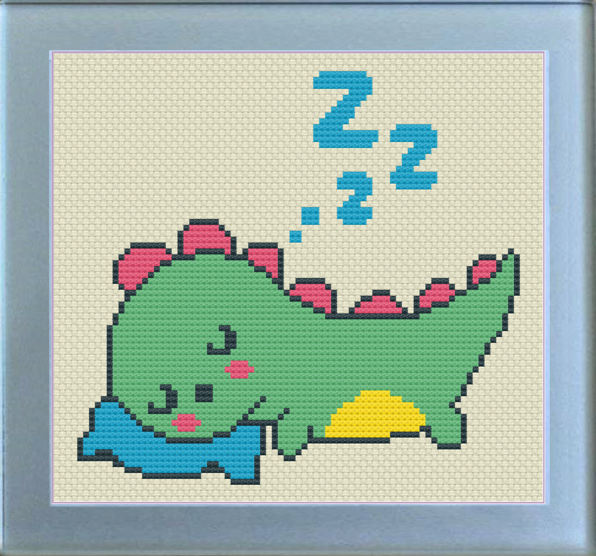 Sleepy Dinosaur Cross Stitch Pattern