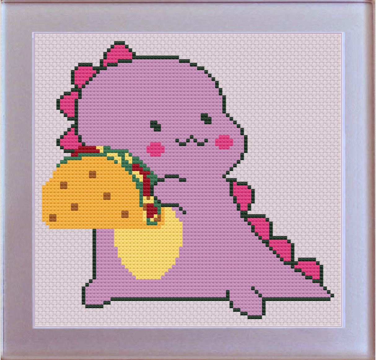 Taco Dinosaur Cross Stitch Pattern