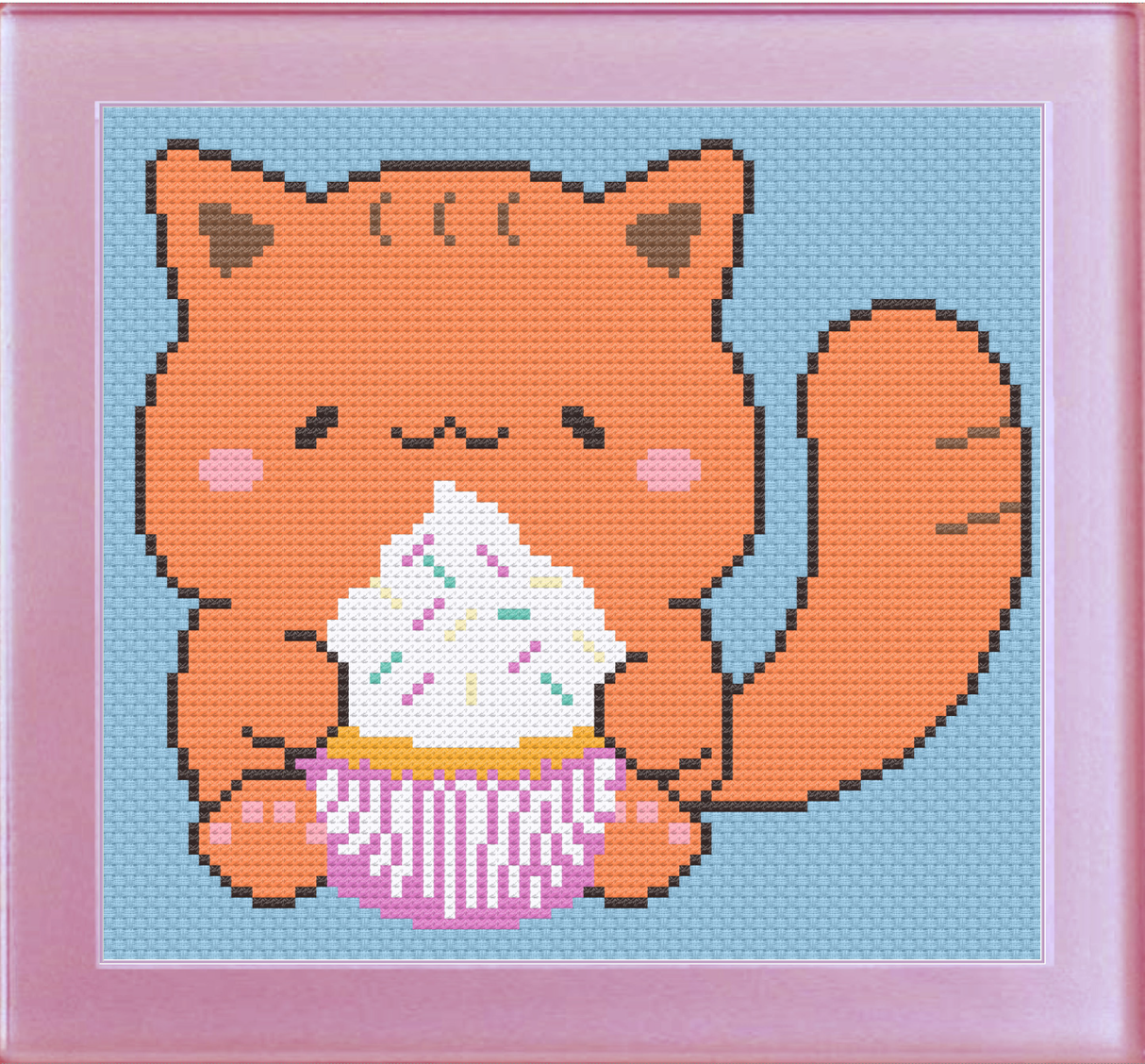 Cupcake Kitty Cross Stitch Pattern