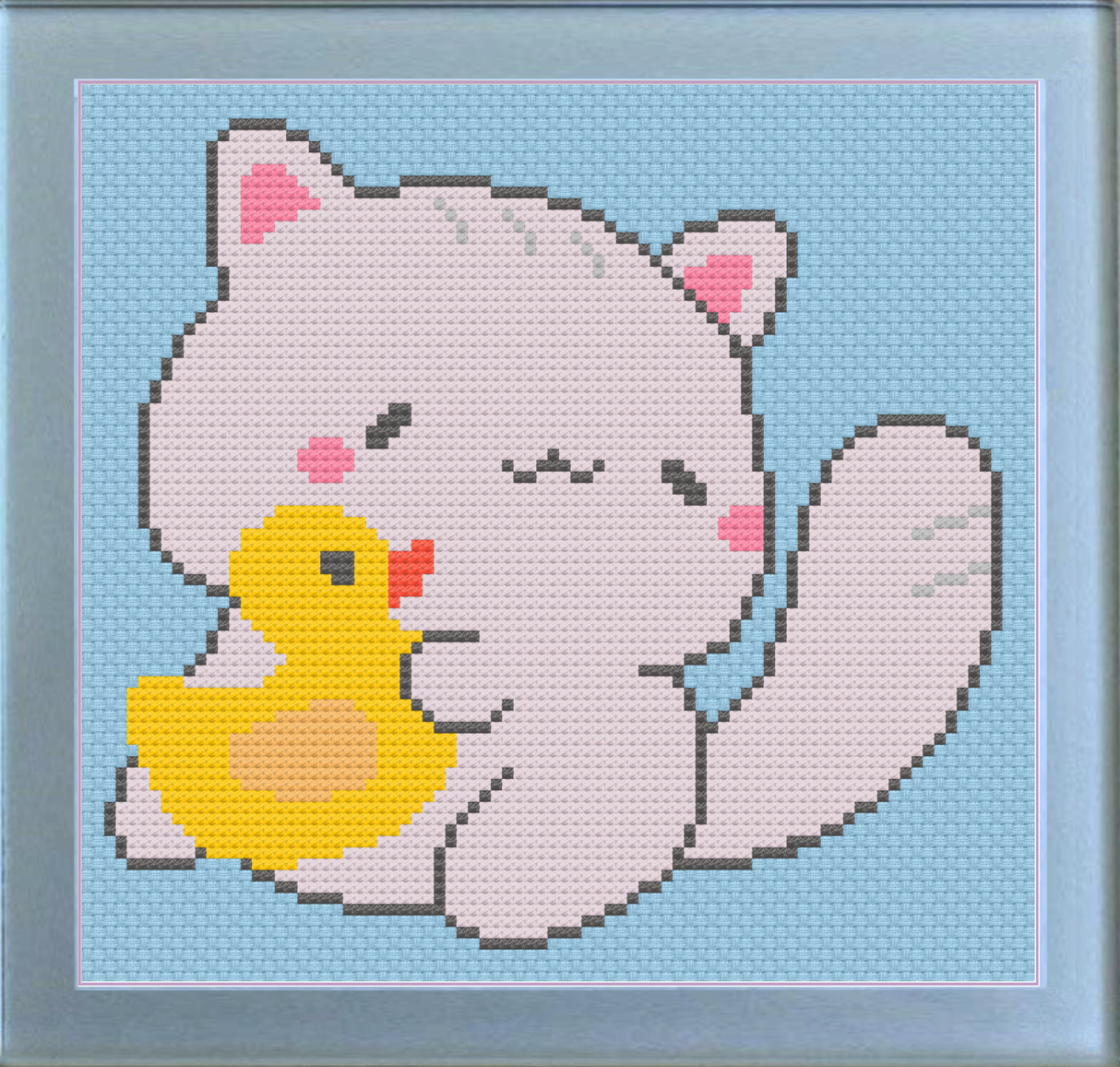 Rubber Ducky Kitty Cross Stitch Pattern