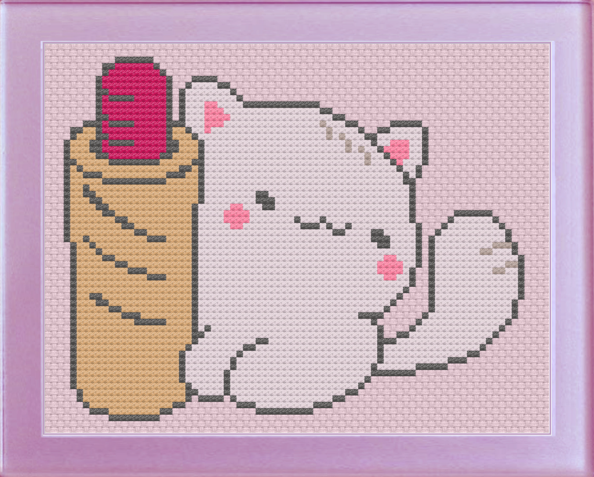 Lip Stick Kitty Cross Stitch Pattern