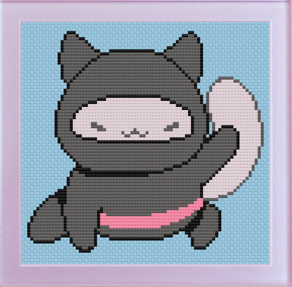 Ninja Kitty Cross Stitch Pattern
