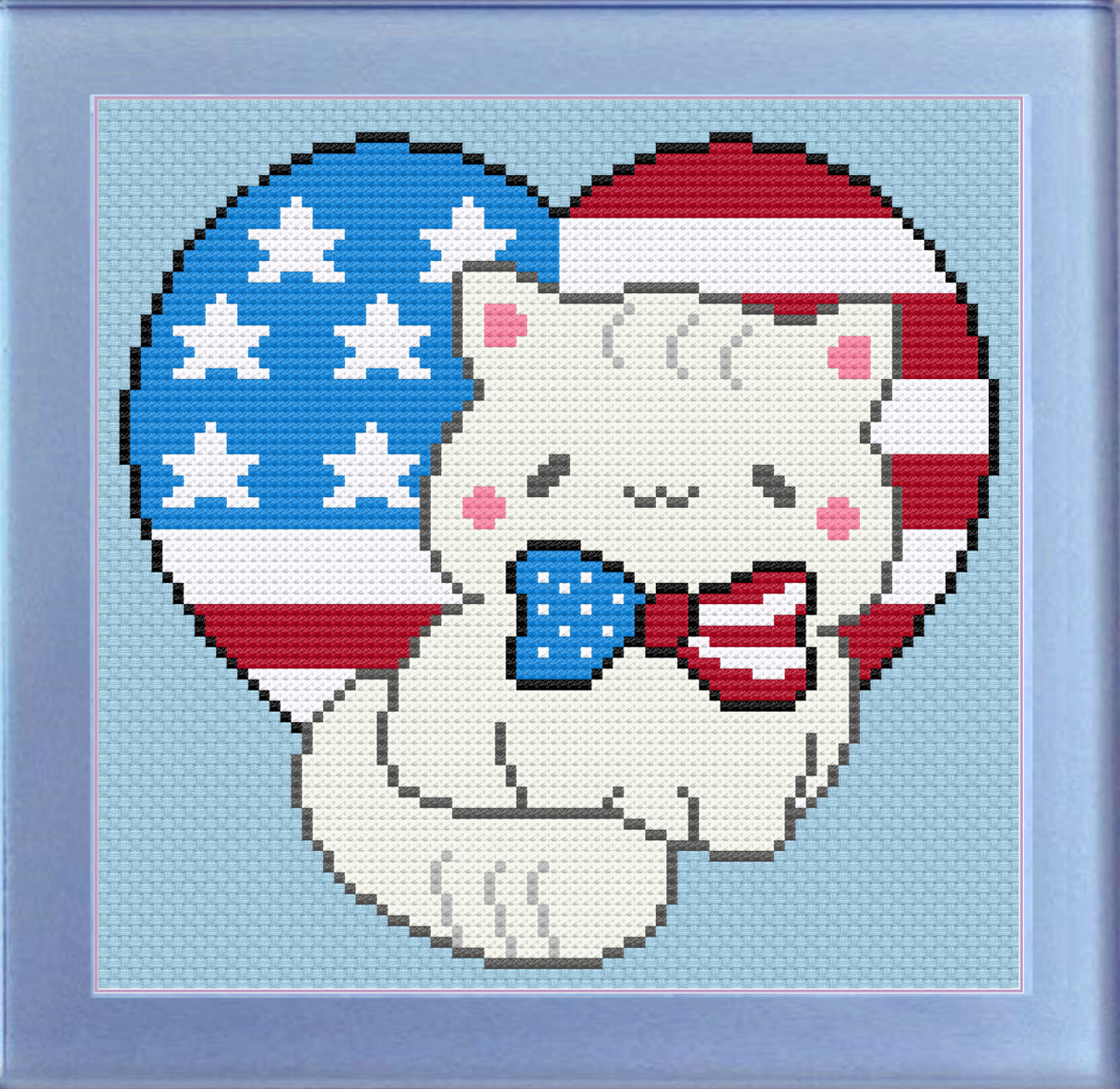 Patriotic Kitty Cross Stitch Pattern