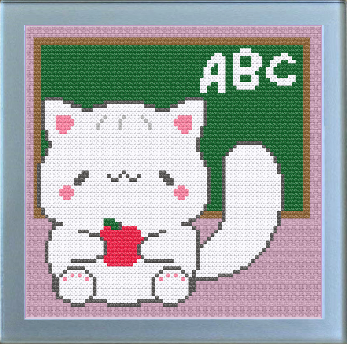 Teacher Kitty Cross Stitch Pattern