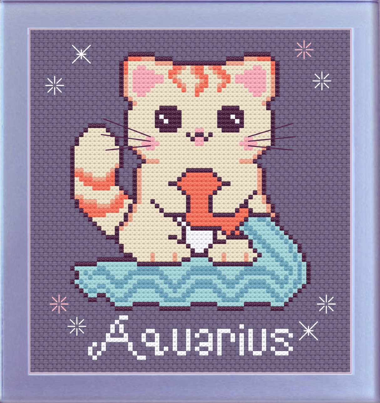 Aquarius Cat Cross Stitch Pattern