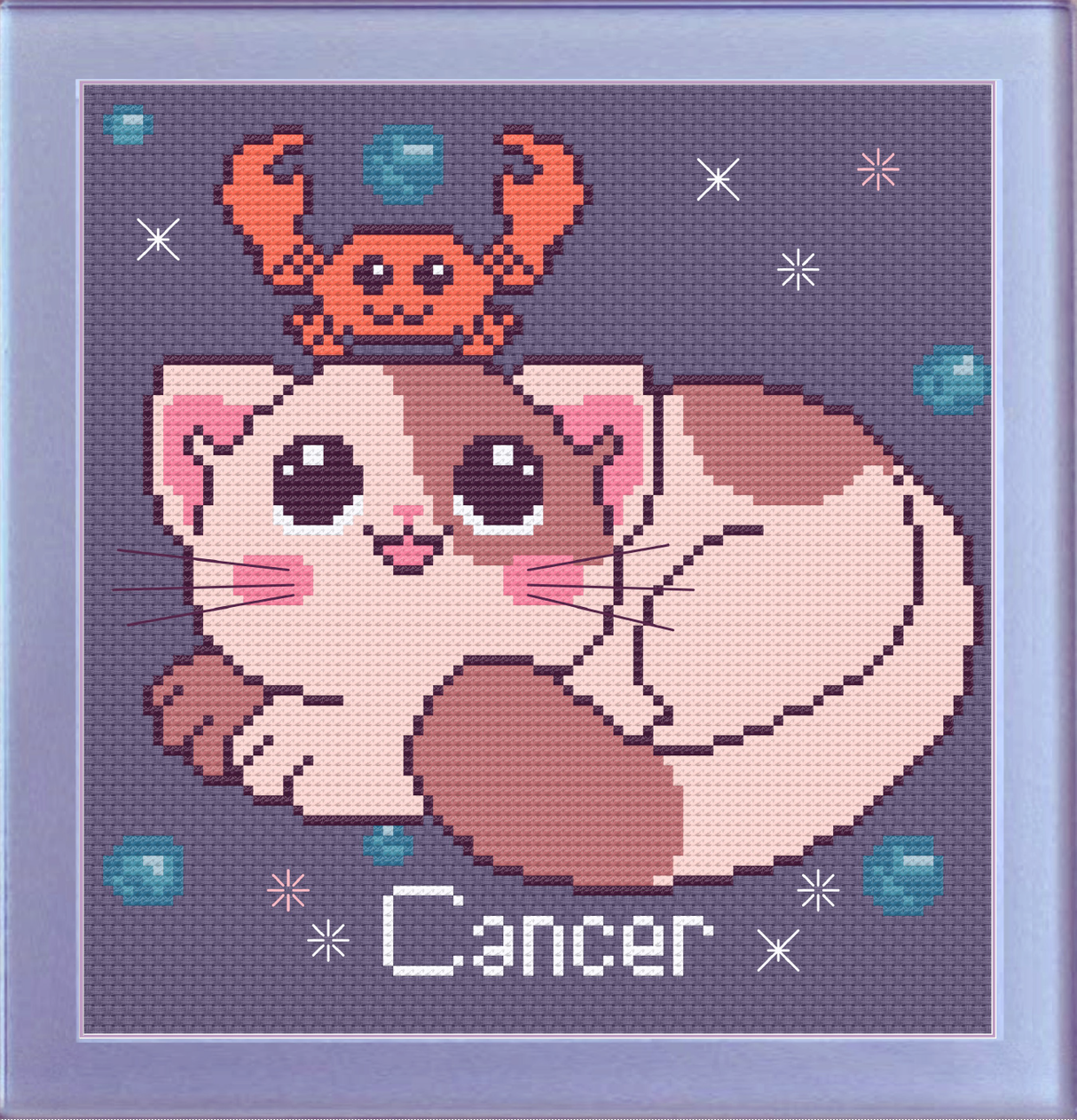 Cancer Cat Cross Stitch Pattern