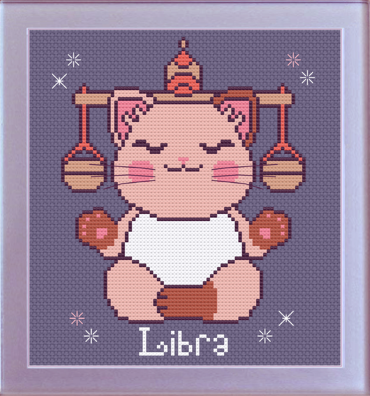Libra Cat Cross Stitch Pattern