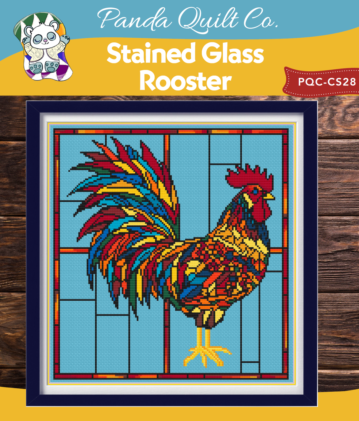 Stained Glass Rooster Cross Stitch Pattern