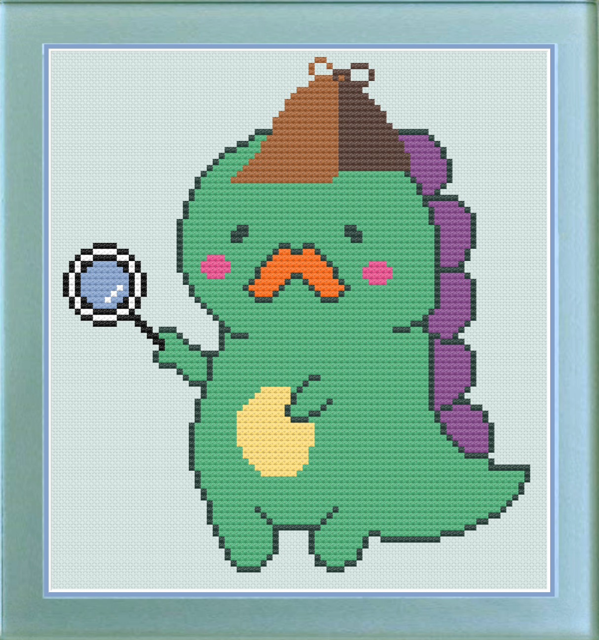 Detective Dinosaur Cross Stitch Pattern