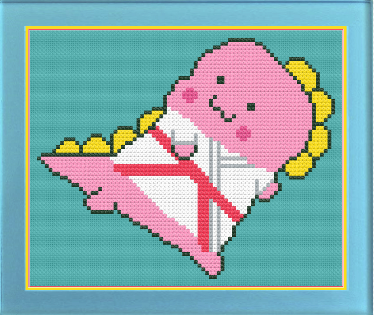 Karate Dinosaur Cross Stitch Pattern