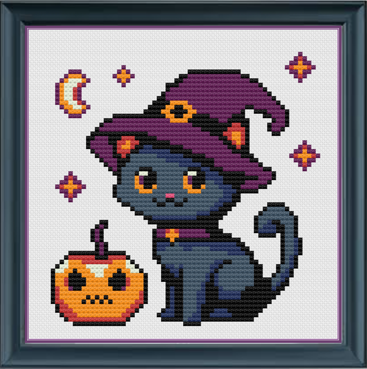 Witch Cat No Background Cross Stitch Pattern