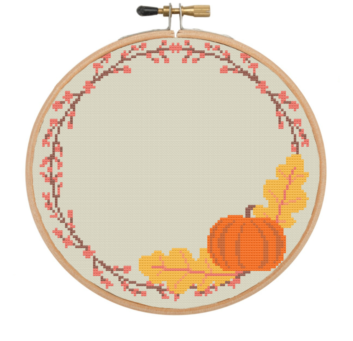 Autumn Leaf Wreath Cross Stitch Pattern